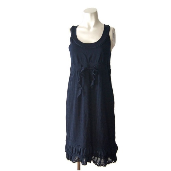 BCBG Max Azria navy empire waist knit navy midi dress size Large - Picture 3 of 8